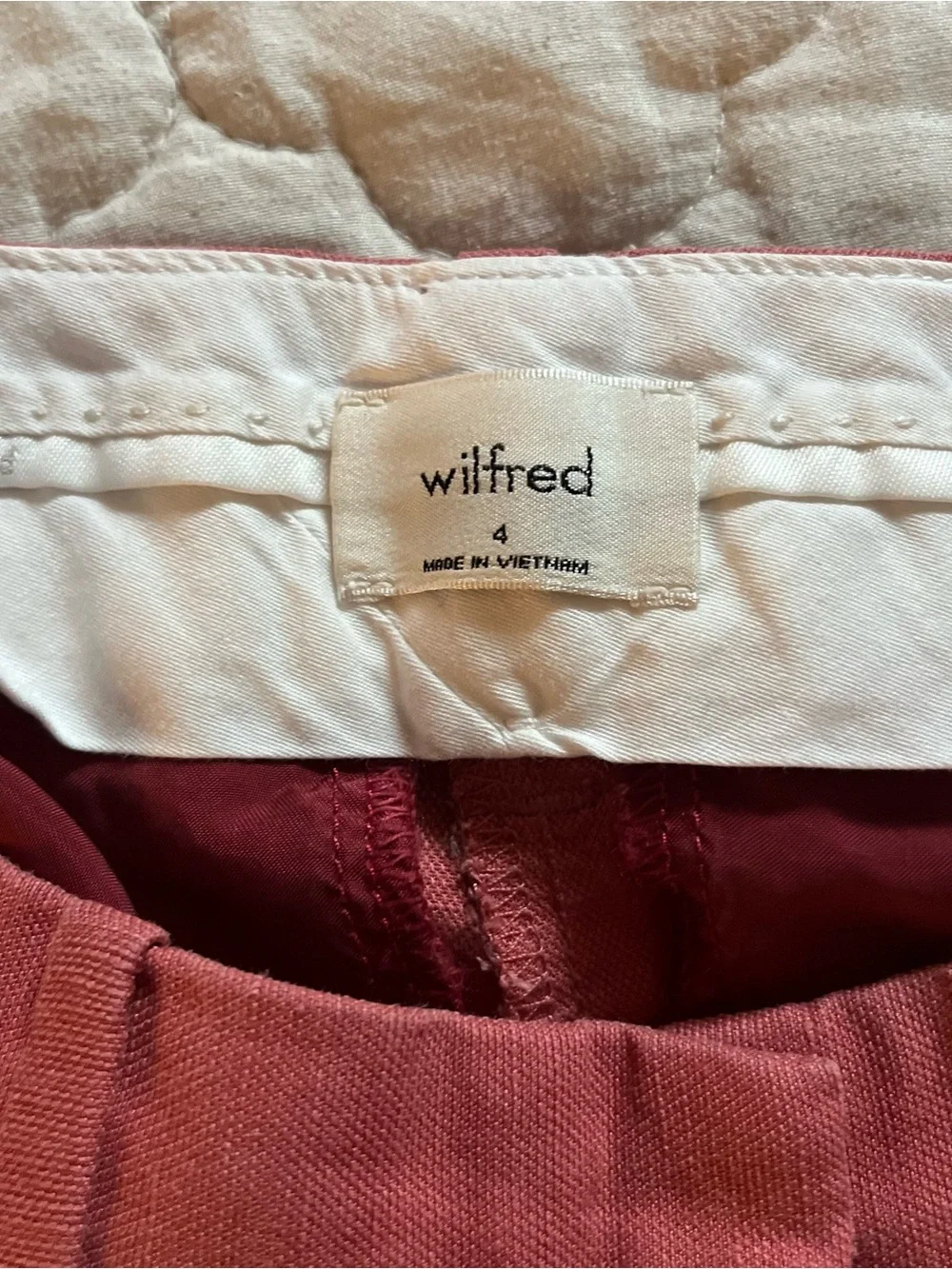 Aritzia Wilfred Pink Coral The Effortless Pants Linen Tailor High Waist Trousers